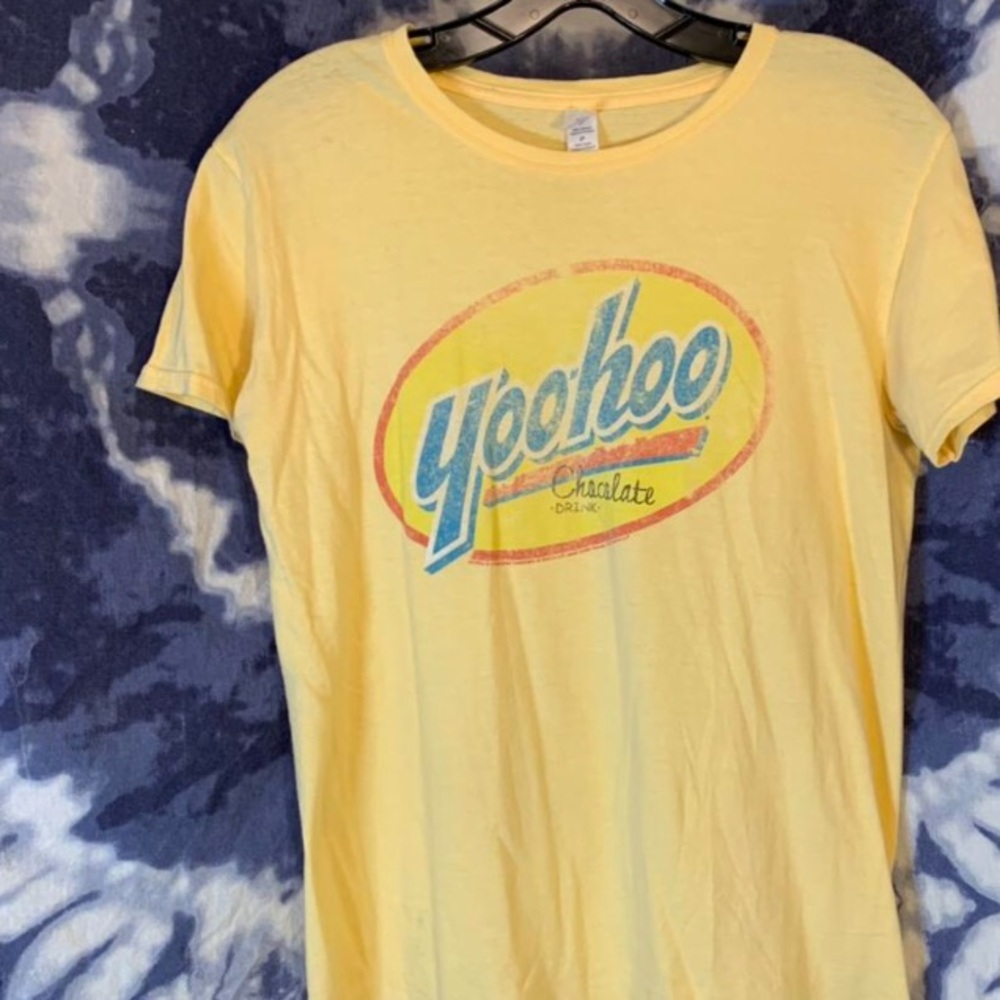 Sunny Butter Yellow Yoo-Hoo Retro Chocolate Milk Graphic Tee. Gildan SoftStyle - Picture 4 of 4